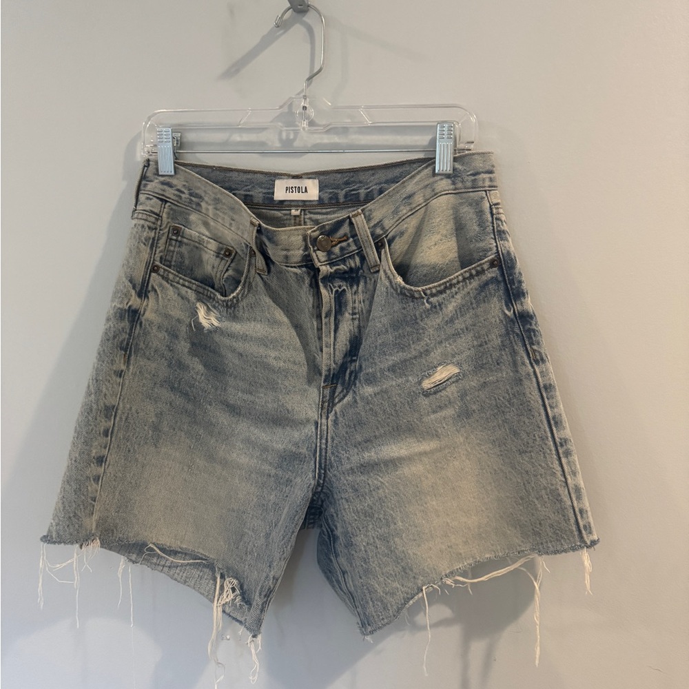 PISTOLA DISTRESSED DENIM CUT-OFF SHORTS SIZE 28